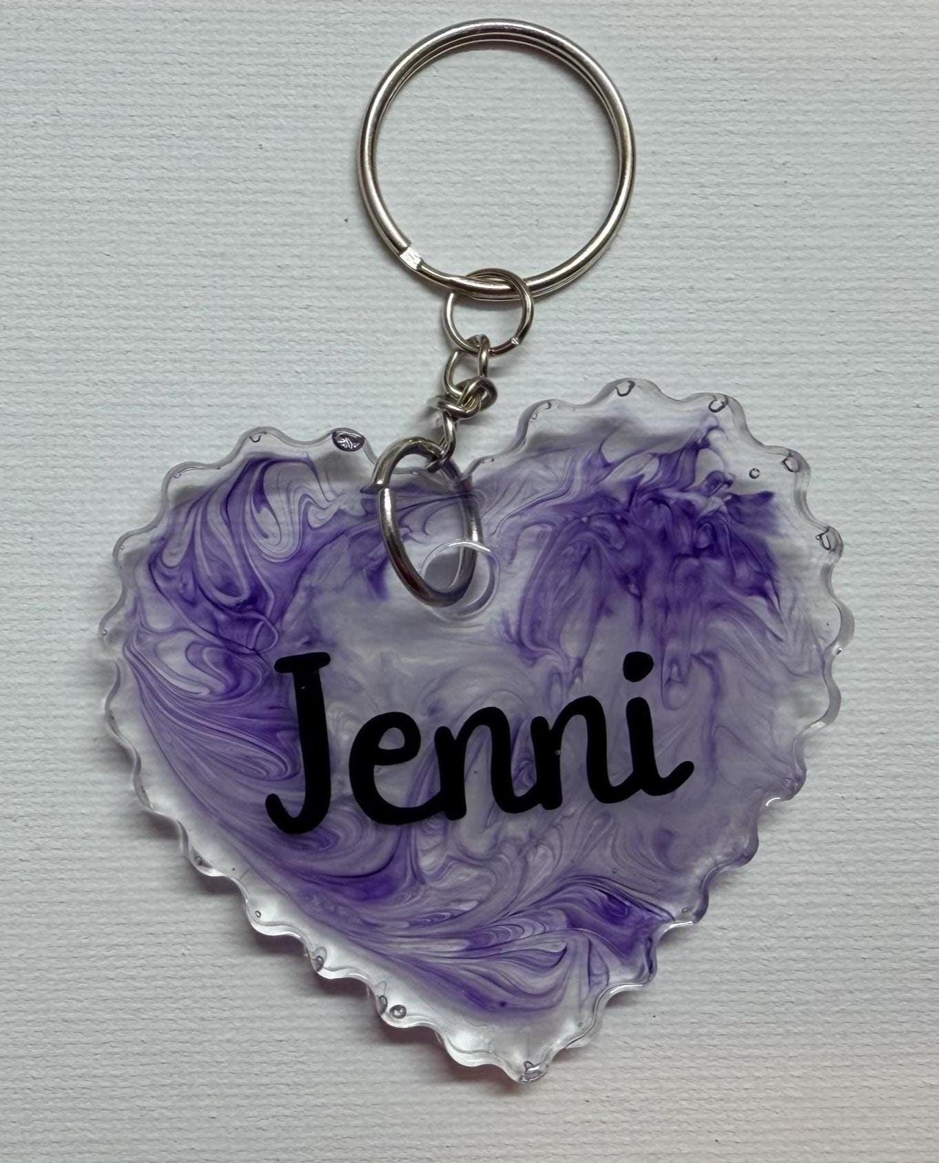 Personalized Heart Resin Keychain