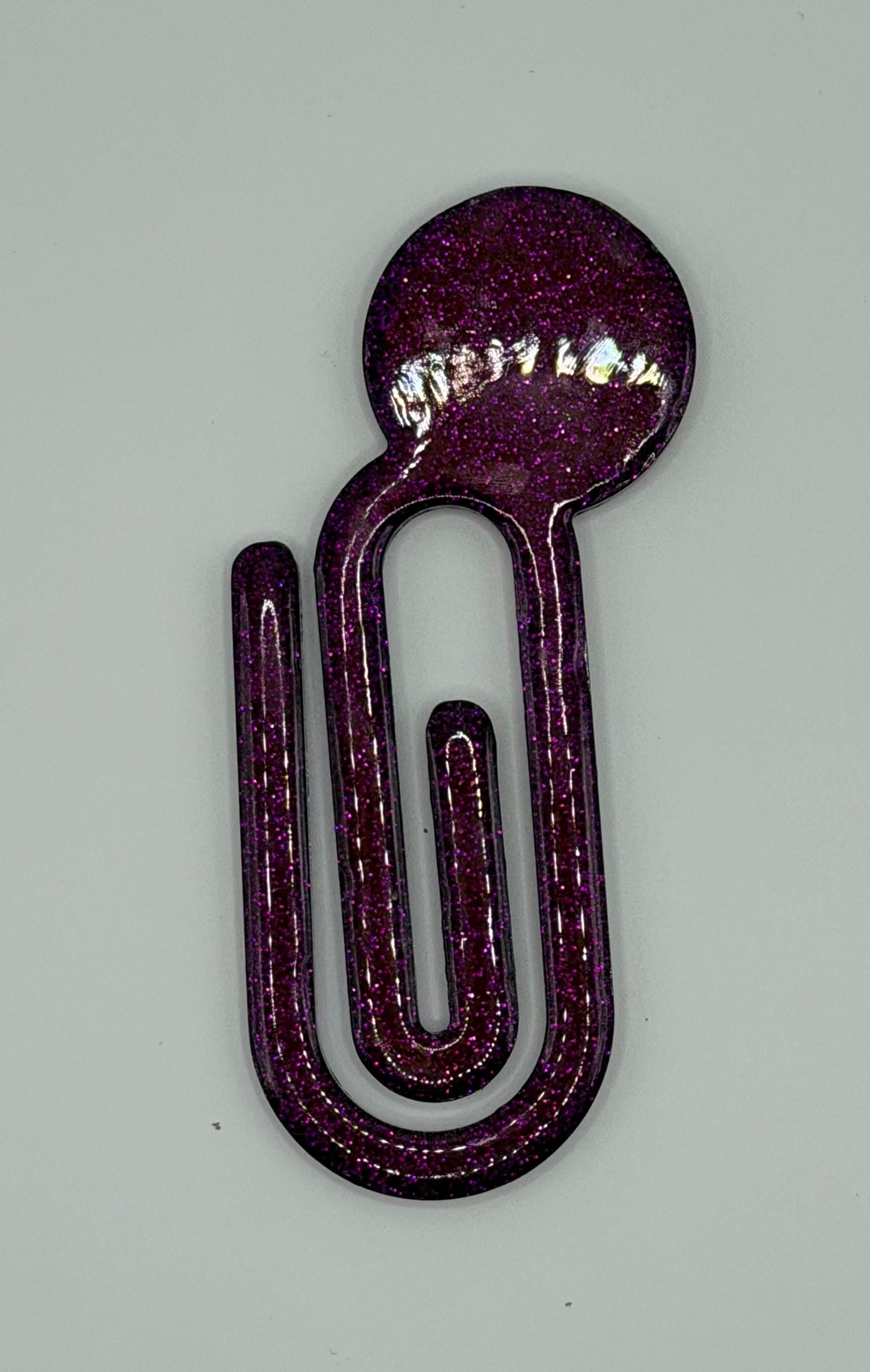 Jumbo Resin Paperclip Bookmark, Glitter Page Marker, Book Accessory, Reader Gift