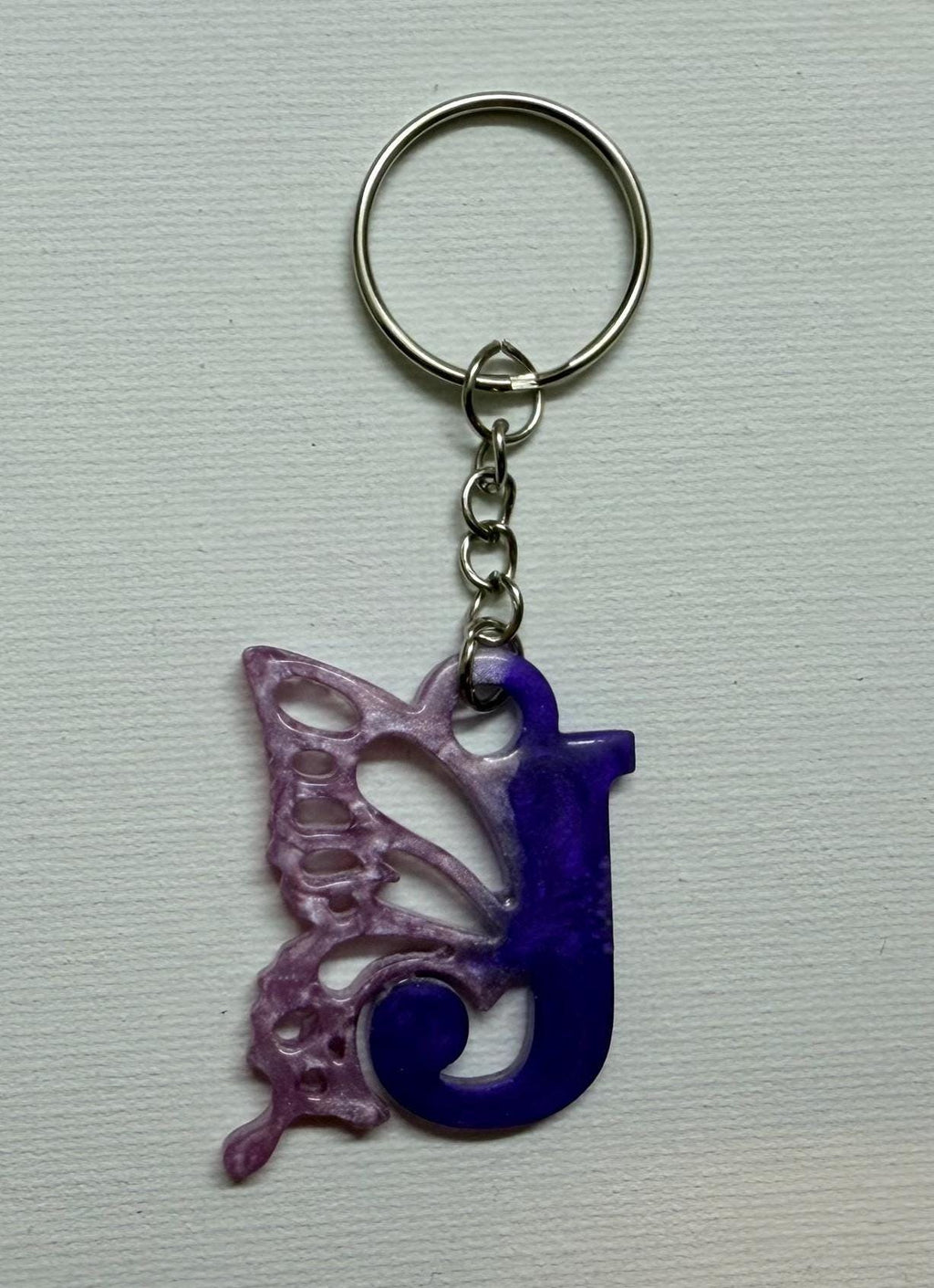 Personalized Resin Butterfly Initial Keychain, Gift for Her, Handmade Resin Art