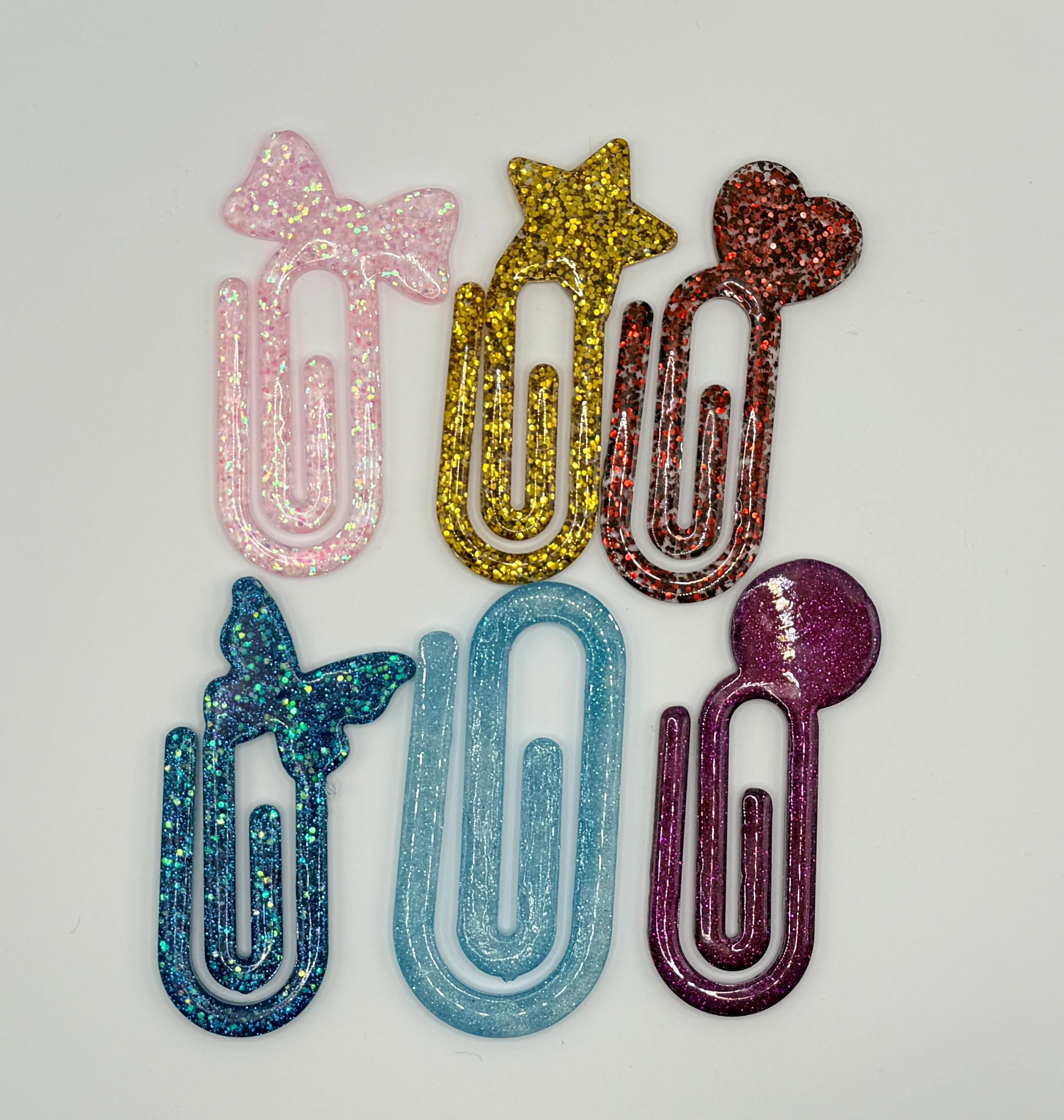 Jumbo Resin Paperclip Bookmark, Glitter Page Marker, Book Accessory, Reader Gift