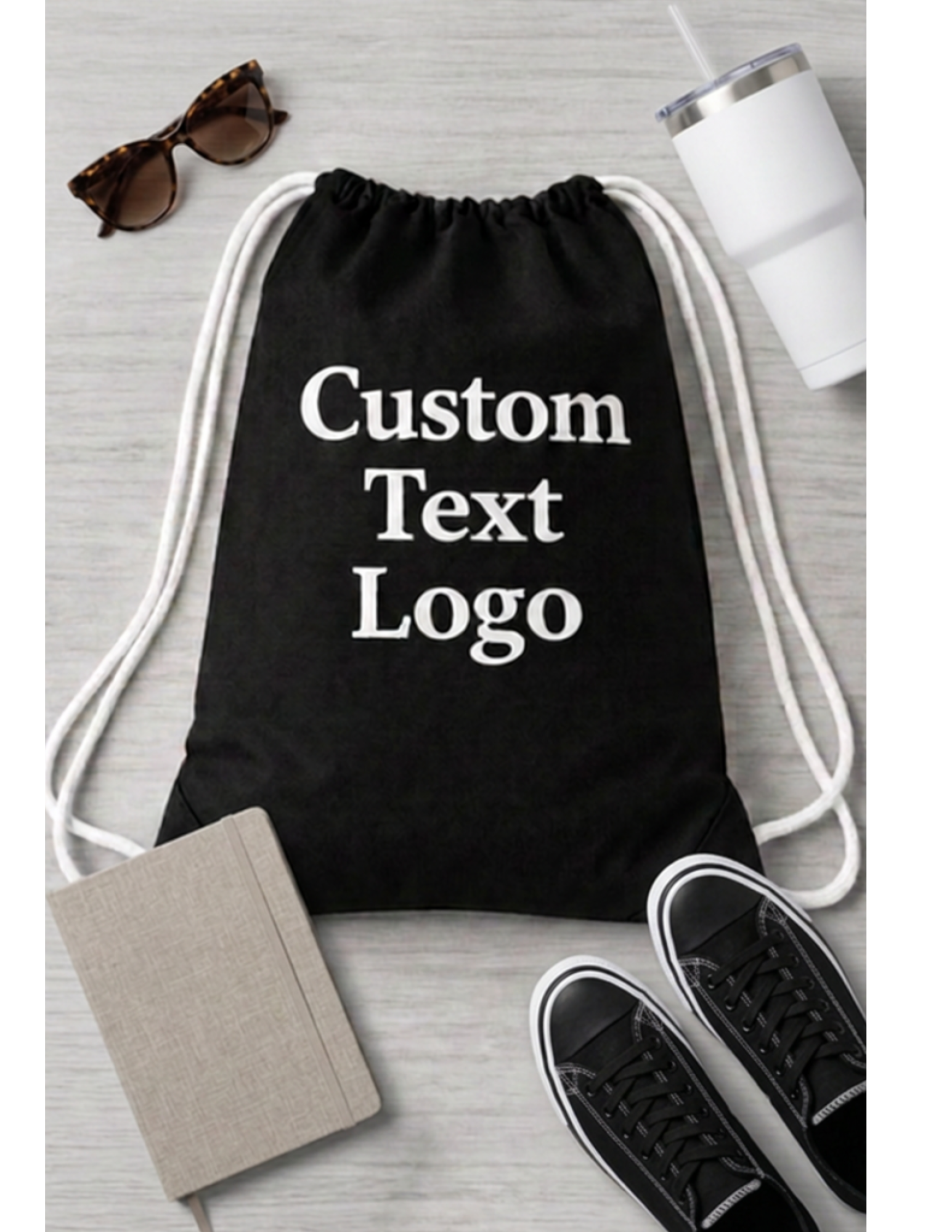Personalized Logo/Image Cotton Drawstring Backpack, Cinch Bag