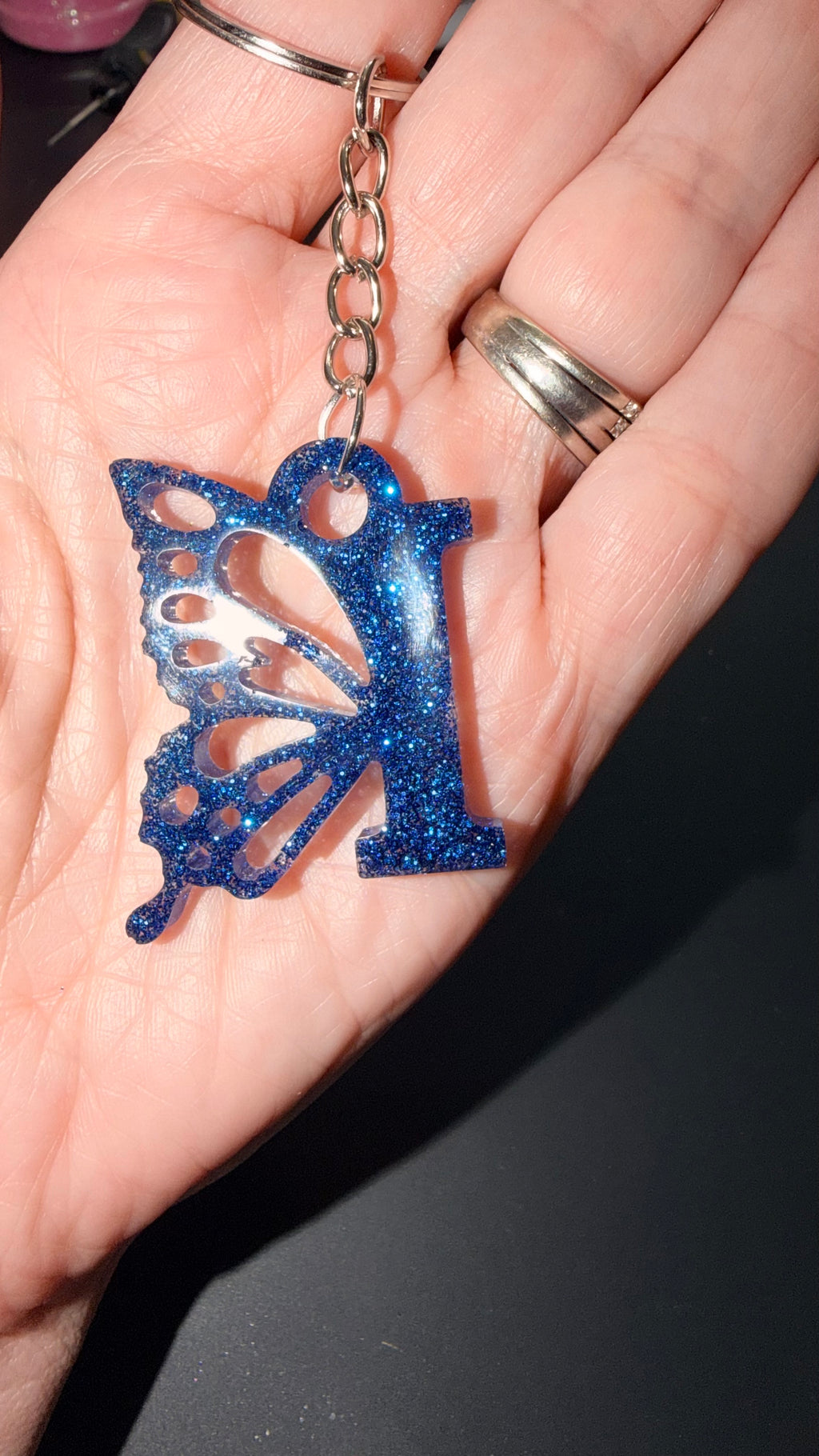 Personalized Resin Butterfly Initial Keychain, Gift for Her, Handmade Resin Art