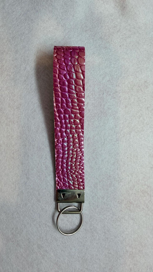 Double Sided Faux Leather Key Fob Wristlet – Vegan Keychain Strap Holder