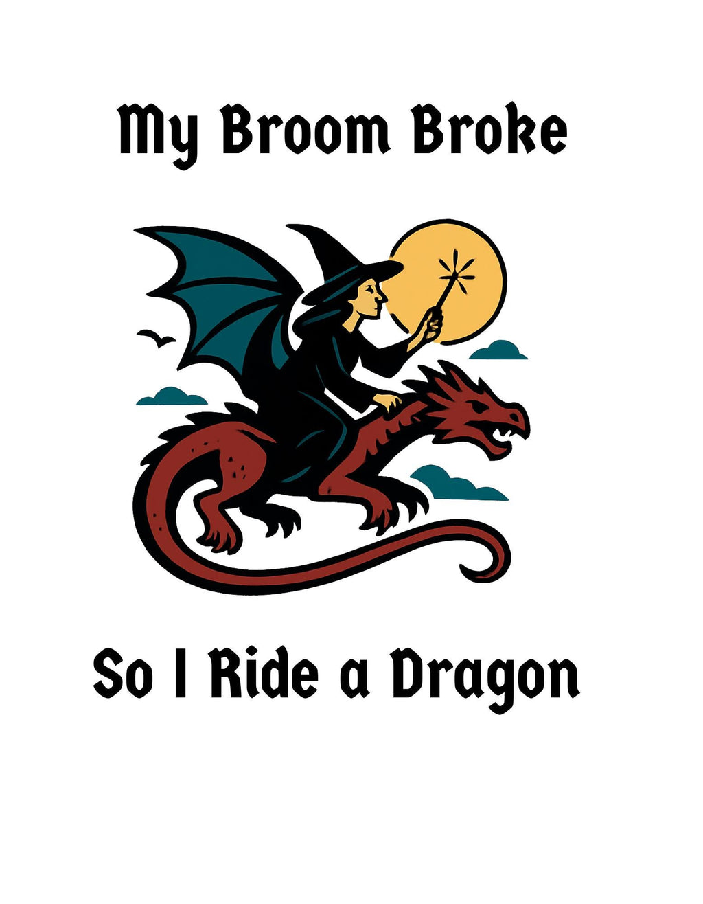 Dragon Rider Witch DTF Transfer (Ready to Press)