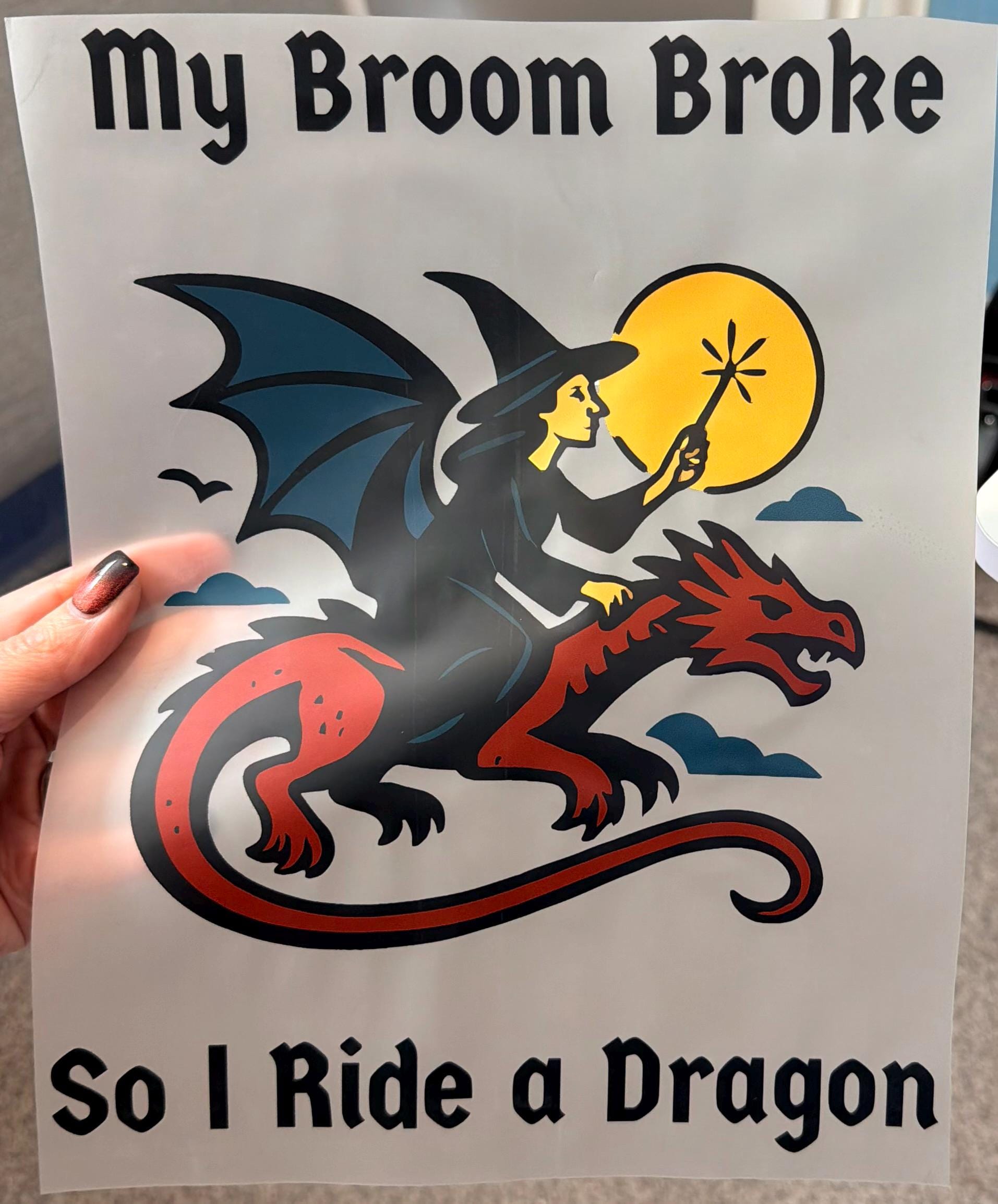 Dragon Rider Witch DTF Transfer (Ready to Press)