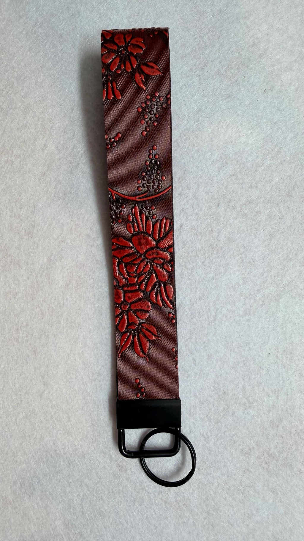 Double Sided Faux Leather Key Fob Wristlet – Vegan Keychain Strap Holder