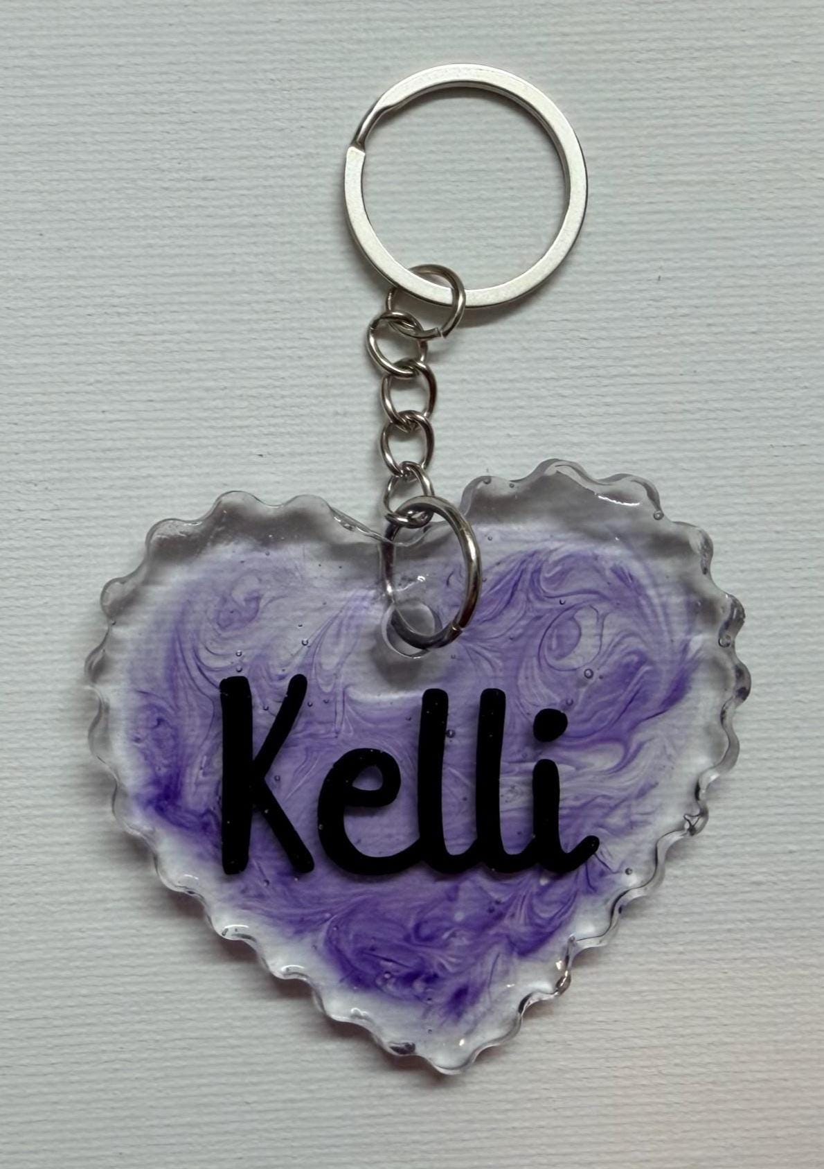 Personalized Heart Resin Keychain